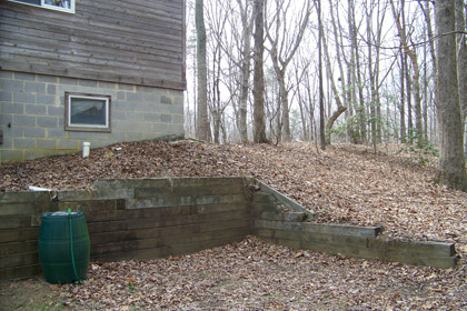 Photo of the corner yard before raking